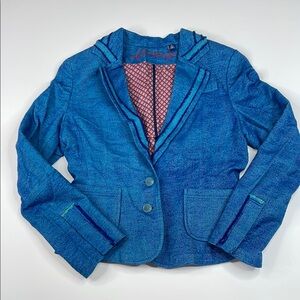 Robert Graham Blue Blazer with Raw Edge Seams Size 6